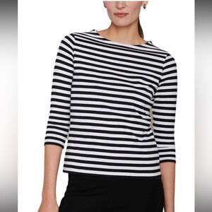 Organic John Patrick Black & White Stripw Hazel Top XS